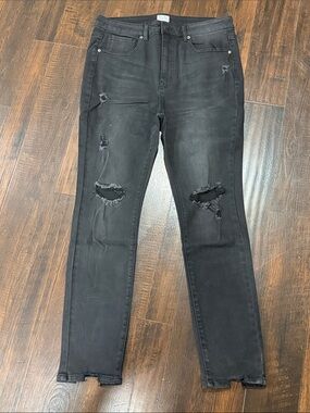 white birch Black Distressed Skinny Jeans